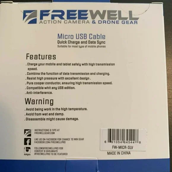 Drone & Camera Freewell Micro USB Cable Gold NWT - Picture 2 of 5